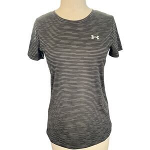 Under Armour HeatGear Striped Athletic Gray Short Sleeve XS NWT Running Workout